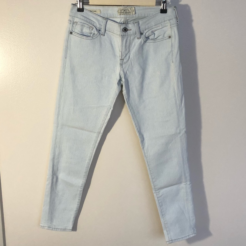 Pinstriped  ankle cropped jeans